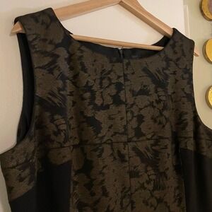 Tahari Arthur Levine Brocade Black Brown Sheath Dress Sleeveless Party Chic‎ 16
